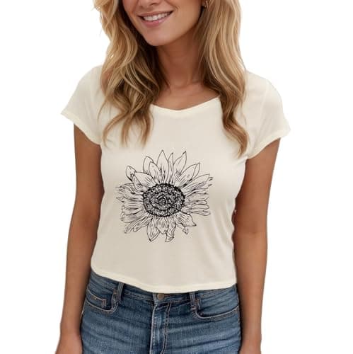 Women's Floral T-Shirts Graphic Loose Tees Sunflower Graphic Summer Short Sleeve Boho Casual Tops - Image 1