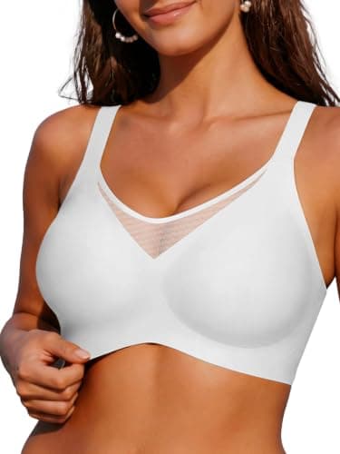 COCOMARTS Jelly Bras for Women No Underwire Push Up V Mesh Seamless Comfort Tshirt Bra Supportive Lift Bralette Everyday Bra White 3X-Large - Image 1
