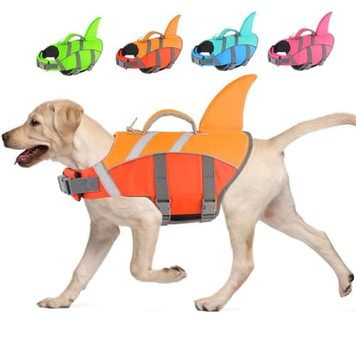 Doglay Dog Life Jacket Shark, Dog Life Vest for Swimming and Boating, High Visibility & High Flotation Swimming Vest with Rescue Handle, Adjustable Puppy Lifesaver for Small Medium Large Dogs - Image 1