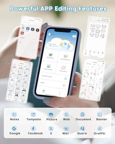 ORGBRO Sticker Printer Machine, X3 Mini Printer Print Pods Portable Thermal Inkless Sticker Maker, 2-3 Inch 300 DPI Bluetooth Pocket Printers for Smartphones, Notes, Journal, Photos, DIY, Kids Gift - Thumbnail 3