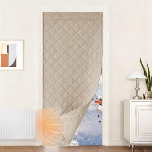 NICETOWN Insulated Door Curtain for Winter, 36x82 inch Temporary Door Cover for Winter, Thermal Insulated Heavy Duty Soundproof Doorway Cover for Patio, Sand, 1 Panel - Image 1