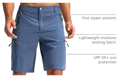 Pudolla Men's Hiking Cargo Shorts 9" Lightweight Outdoor Work Shorts for Men Travel Golf Camping Casual with 5 Zipper Pockets(Dark Navy Medium) - Thumbnail 4