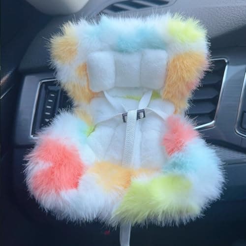 SwiftServ Doll Car Seat for 3–8 inch Figures, Fits Character Plushes, Blind Box Dolls & Vinyl Collectibles, Includes Air Vent Clip & Desktop Stand, Cute Car Ornament for Collectors (Rainbow Macarons) - Image 1