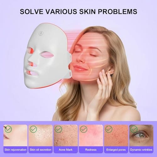 XANBYYE Red Light Therapy for Face, LED Face Mask Light Therapy Adjustable Brightness with 7-Color LED Facial Mask, Red Light Mask for Anti-Aging,Rechargeable Light Care Beauty Device for Home Use - Thumbnail 3