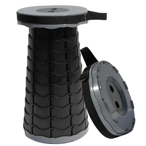 ALEVMOOM Upgraded Nylon Collapsible Stool with 500lbs Max Weight Portable Retractable Folding Telescoping Stools for Adults Chair for Outdoor Camping Fishing Hiking BBQ(Nylon Gray) - Image 1