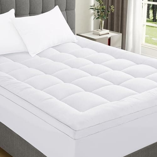 2~3In Mattress Topper King Size Breathable Filled Soft Fluffy Supportive for Back Pain Relief, Bed Mattress Pad Pillow Topper with Extra Thick Padded Protector for 8"-21" Deep Pocket - Image 1