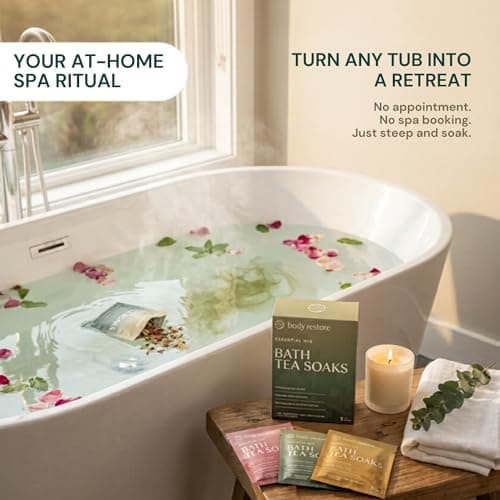 Body Restore Bath Tea Soaks Gift Set – Spa Gifts for Women, Mom, Wife & Self Care Lovers – Relaxing Botanical Bath Sachets for Stress Relief & Hydrated Skin – Essential Mix (3 Pack) - Thumbnail 3