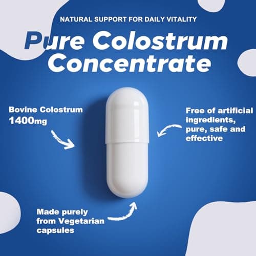 PeakVigor Organic Bovine Colostrum Capsules, 1400mg Colostrum Supplement Powder for Immune & Gut Support, Energy Support, Skin Health, Hair Growth - No Fillers, Non-GMO, 120 Capsules - Thumbnail 5