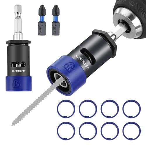 WORKPRO Drywall Screw Setter/Extractor Impact Bit Holder, Come with 10*Protective Rings, 2 * 1" PH2 Impact Bits, Single-Handed Operation for DIY Drywall Object - Image 1