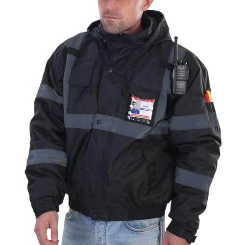 sesafety Reflective Jacket for Men, High Visibility Jackets, Safety Jackets for Men, Hi Vis Construction Bomber Jackets Waterproof with Pockets and Zipper, Black Bottom, Class 3 - Image 1