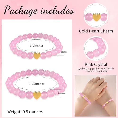 PEALICIOUS Mother Daughter Bracelets, 2Pcs Mother Day Gift with Pink Mommy and Me Bracelets as Mommy Gifts for Mom from Daughter, Mom and Me Matching Heart Jewelry for Birthday Accessories - Thumbnail 6