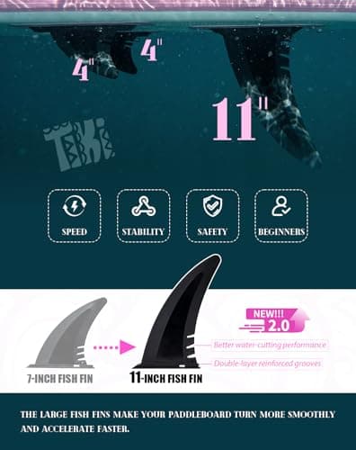 FunWater SUP Inflatable Stand Up Paddle Board 10'6×33"×6" Ultra-Light Inflatable Paddleboard with ISUP Accessories,Fins,Adjustable Paddle, Pump,Backpack - Thumbnail 5