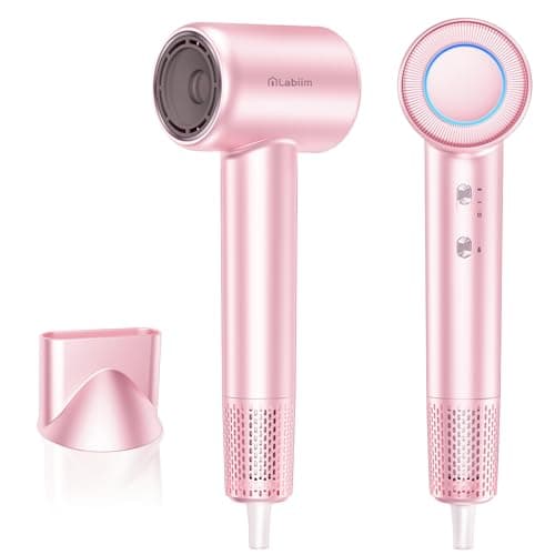 Labiim Hair Dryer, High-Speed Ionic Blow Dryer 110,000 RPM Brushless Motor for Fast Drying, 200M Ions Frizz & Thermo-Control HairDryer with Magnetic Nozzle, Quiet Compact for Home Salon Travel,Rose