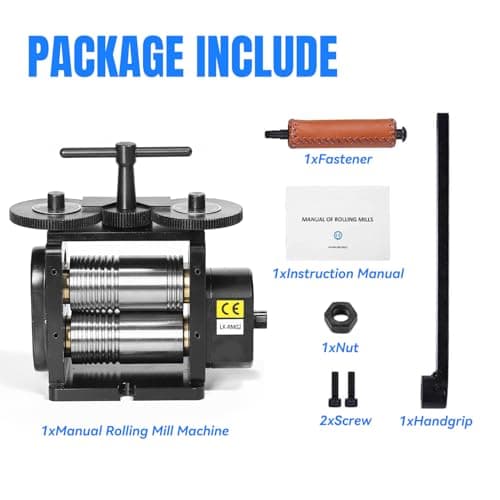 Lakimi Rolling Mill - 5.11"/130mm Jewelry Rolling Mill Machine, Gear Ratio 4:1 Wire Roller Mill, 3-in-1 Multi-Function Rolling Mill, for Metal Jewelry Sheet Square Semicircle Pattern RM02A - Thumbnail 6