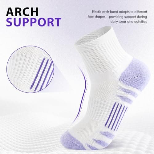 Ipletix Ankle Socks For Women，Athletic Moisture Wicking Women's Quarter Socks 5 Pairs For Running Hiking Gym (Multi 6-8) - Thumbnail 4