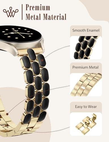 Wearlizer Metal Bracelet Compatible with Samsung Galaxy Watch 7 Band 6 5 4 Active 2 FE 40mm 44mm/Watch 6 4 Classic/5 Pro/3, 20mm Enamel Dressy Stainless Steel Strap for Samsung Watch Bands Women - Thumbnail 4