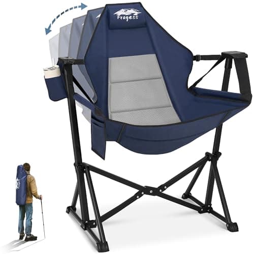 Fragess Hammock Camping Chair, Portable Camping Hammock Chair with Adjustable Back, Folding Hammock Chair Supports 330lbs, Rocking Camping Chair for Lawn, Camping, Patio, Traveling, Stargazer-Blue - Image 1