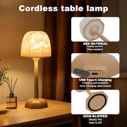 DEXULESA Rechargeable Table Lamp with Remote Control, 16 Color Changing LED Night Light with Water Ripple Projection, Adjustable Brightness for Bedroom, Office, Home Decor - Thumbnail 6