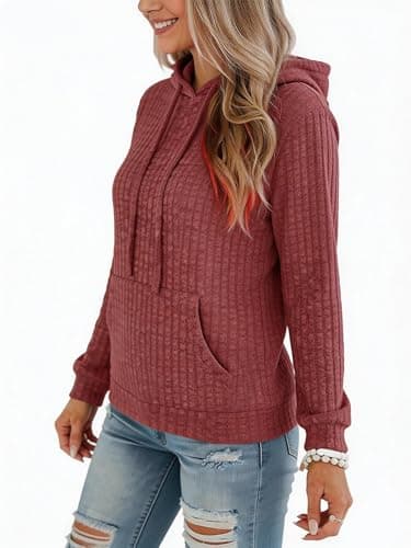 STOLKISS Women’s Casual Hoodies Shirts Long Sleeve Lightweight Fall Pullover Tops Solid Velvet Loose Sweatshirt with Pockets - Thumbnail 4