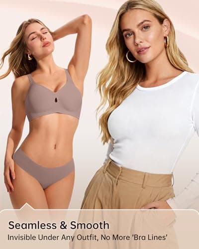 LetsJoli Wireless Bras for Women No Underwire Seamless Push Up Full Coverage Supportive Bralettes Fall Fashion Must Haves(Gray L) - Thumbnail 5