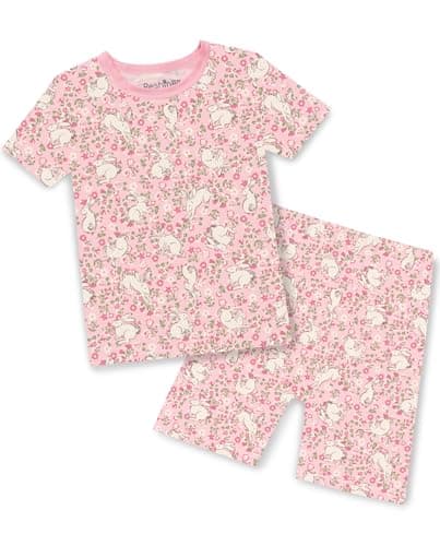 babee Reshinee Bamboo Viscose Toddler Girls Kids Pajama Sets Short Summer Cool Snug fit Sleepwear Pjs 2pcs Set M18-24 - Image 1