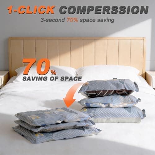 20-Pack Vacuum Bags for Travel with Wireless Rechargeable Pump, Carry-on Size Compression Packing Bags for Luggage & Suitcase, Space Saver for Clothes & Clothing, 20 Combo Travel Size, Fast 3S Vacuum - Thumbnail 5