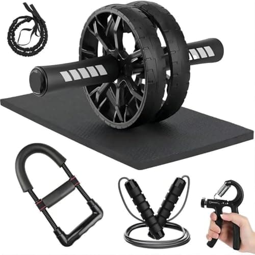 Ab Roller Wheel, Abdominal Wheel for Abdominal Exercise Machine, Arespark Home Gym Equipment for Core Workout, No Noise Ab Roller Exercise Equipment with Knee Mat and Foam Handle (7-black) - Image 1