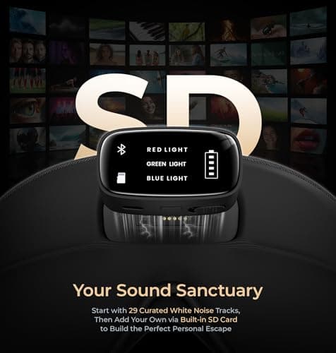 LC-dolida Pro Bluetooth Sleep Mask with White Noise & 3-Colored Lights, Upgraded Chip for Pure Sound, 3D Zero-Pressure Design for Side Sleeping, Total Blackout & Soft Contour, Black - Thumbnail 3