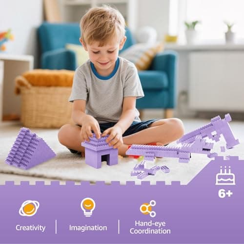 Lekebaby Classic Building Bricks, 200 Piece 2x4 Building Blocks STEM Creative Building Toys Compatible with All Major Brands, Educational Toy for Boys Girls 6 Years Old and Up(2x4 Purple) - Thumbnail 6