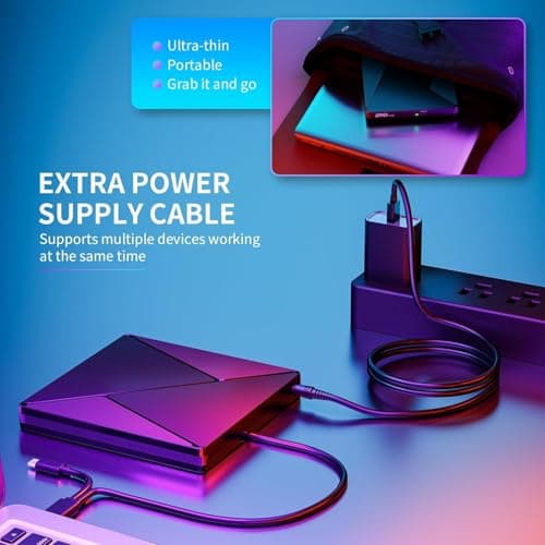 Umaniy DVD Player for Laptop, External CD Drive for Mac, USB 3.0 USB C Portable CD Burner External Disk Drive, DVD Reader Writer ROM Drive Compatible with Laptop Desktop Mac,Windows 10/8/7 Linux - Thumbnail 6
