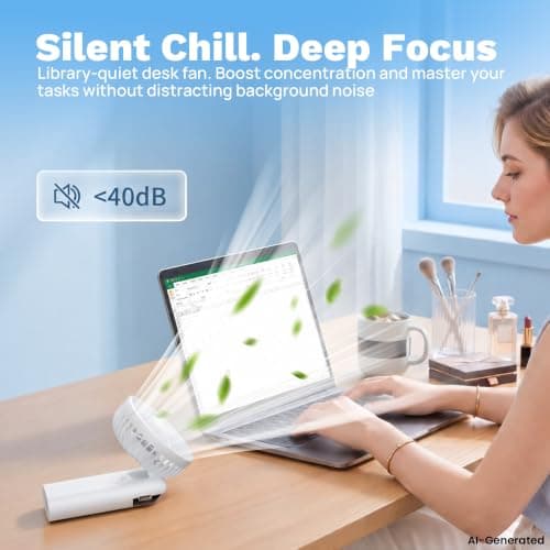 HAWANA Portable Handheld Fan, High Speed mini handheld fan with LED Display, travel fan 180° Foldable Desk Fan with Base, 5 Speed small fan for Outdoor Activities, Travel, Beach, White - Thumbnail 6