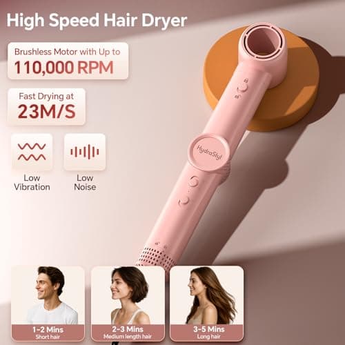 HydraStyl 5-in-1 Air Styler, High-Speed Hair Dryer & Blow Dryer Brush with Auto Wrap Curls (L/R), Fast Drying, Volumizing & Frizz-Free, No Heat Damage, Includes Travel Case Gift for Women - Thumbnail 3