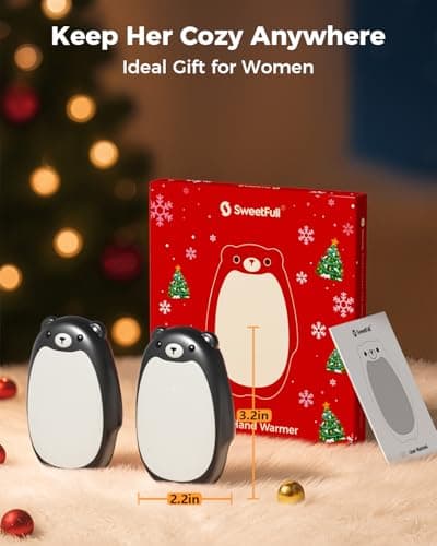 SWEETFULL Hand Warmers Rechargeable – Cute Bear, 2 Pack Magnetic, Reusable Electric Pocket Heater, Great Gift for Daughter, Kids, Wife, or Bestie, Portable for Outdoor & Camping (Black) - Thumbnail 6