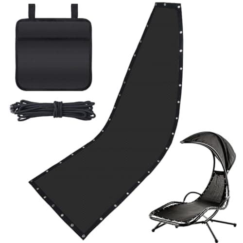 Hanging Lounge Chair Replacement Mesh with Rope Kits Heavy-Duty Waterproof Replacement Mesh for Curved Hanging Lounge Chaise Patio Chairs with Storage Bag, Black, 350 Lbs Capacity - Image 1
