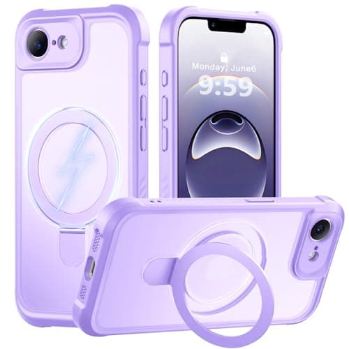 MOCCA for iPhone 17e Case & iPhone 16e Case with Magnetic Invisible Stand [Full Camera Protection][Compatible with Magsafe]Military Drop Shockproof Translucent Matte Phone Case Cover 6.1",Light Purple - Image 1