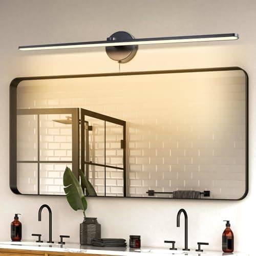 TYhogar 32" Plug in Bathroom Vanity Light Fixtures Modern Black Vanity Lights Over Mirror, 3000k Warm Light Non-Dimmable 18w Eye-Friendly Picture Light Led Wall Lights for Art,Poster,Gallery - Image 1