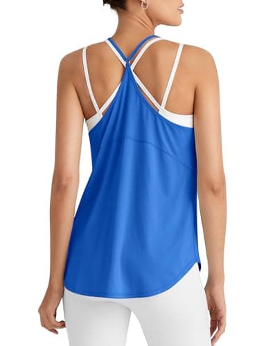 G4Free Tennis Tank Tops for Women Lightweight Razor Back Tanks Athletic Sports Running Yoga Top Loose Fit (Blue,XS) - Image 1