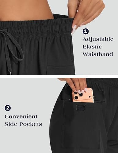 EZRUN Women's 5" Hiking Shorts Lightweight Quick Dry Athletic Shorts with Pockets Casual Golf Summer Cool Water Resistant (Black,XS) - Thumbnail 4