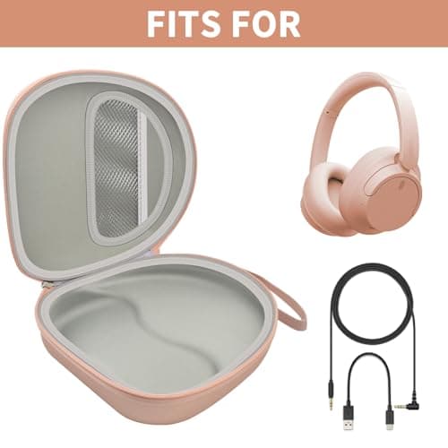 Headphone Case for Sony WH-CH720N WH-CH520 WH-1000XM4 for Soundcore Q20i Q20 Q30 for JBL Tune 720BT 510BT Noise Canceling Headphones, Wireless Headset Travel Bag (Box Only)(Rose Gold) - Thumbnail 2