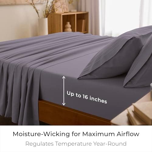 Mellanni Twin Sheets Set - 3 PC Iconic Collection Bedding - Hotel Luxury, Extra Soft, Cooling Bed Sheets - Wrinkle, Fade, Stain Resistant (Twin, Hazy Lilac) - Thumbnail 4