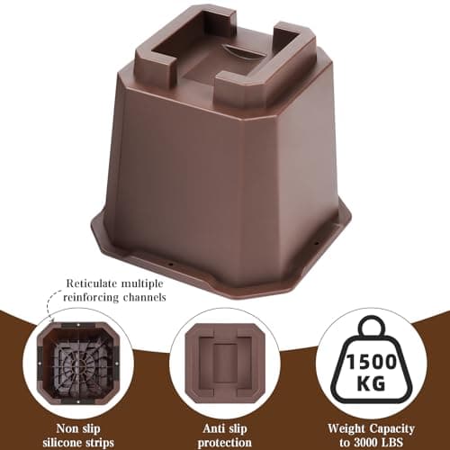MCXYEM Adjustable Bed Furniture Risers Elevation in Heights Heavy Duty Risers for Both Posts and Wheels of Furniture Sofa Bed Couch Table (Brown 8 Pack, 5 Inch) - Thumbnail 3