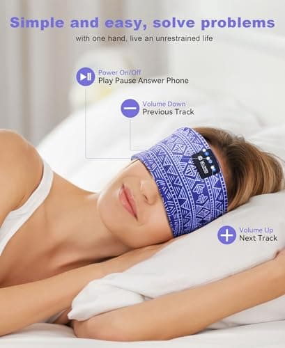 LOVE EYE Sleep Headphones Wireless Headband Headphones Bluetooth 5.4 for Side Sleeper Bluetooth Headband Earphones for Sports for tech Gadgets Gifts - Thumbnail 4