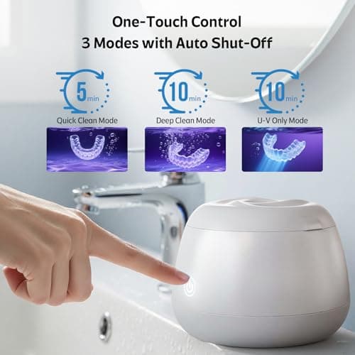 Ultrasonic Retainer Cleaner Machine 48kHz Denture and Aligner Cleaning Pod for Mouth Guards Night Guards Dental Trays Braces Toothbrushes Jewelry with 200ML Capacity (Blue) - Thumbnail 5