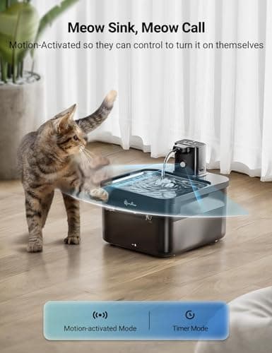 DownyPaws Cat Water Fountain Cordless, 84oz/2.5L Fursink Wireless Pet Water Fountains for Cats Indoor, Battery Operated Cat Drinking Fountain with Motion Sensor, Ultra Quiet Pump, BPA-Free, Black Pro - Thumbnail 3