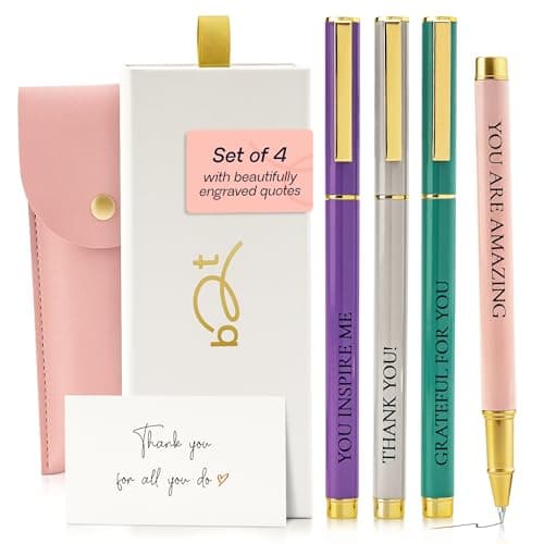 Appreciation Quotes Pen Set - Stocking Stuffer White Elephant Pens with Thank You Quotes, Gift Ready Case - Perfect for Mom, Sister, Christmas, Holiday Party, Coworker, Teacher, Employee Gratitude Day