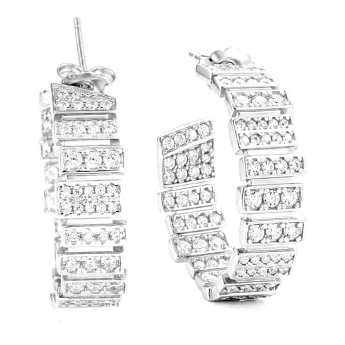 TOPROO 925 Sterling Silver Large Hoop Earrings for Women, Chain Geometry 14K Gold Plated Earrings with Cubic Zirconia, 28mm Hypoallergenic Earrings for Jewelry Gift (WHITE GOLD) - Image 1