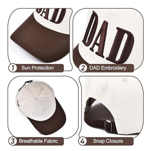 KIDHABE Dad Trucker Hats for Men, Embroidered Baseball Cap, Fathers Day Birthday Gifts from Daughter Son, New Dad Gifts Fathers Brown - Thumbnail 2
