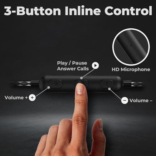 AzukiLife Black Wired Earbuds with Microphone for Laptop, 3.5mm Computer Headphones for Zoom Office, MacBook, Dell, HP, Chromebook, Clear Voice Call, Tangle-Free Corded Ear Buds with Case for Travel - Thumbnail 4