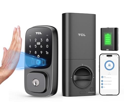 TCL D1 Pro Palm Vein Smart Lock, Keyless Entry Door Lock, Upgraded Rechargeable Battery, Front Door Smart deadboalt, App Remote Control, Auto-Lock, Waterproof, Works with Alexa - Image 1