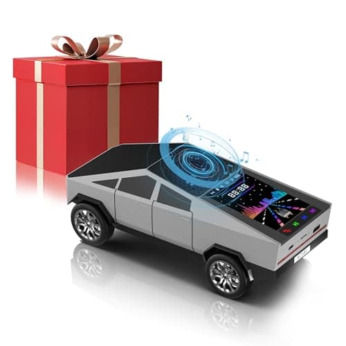 AONOX Cybertruck Bluetooth Speaker for Car, Mini Wireless Speaker with LED Lights, FM Radio, USB/TF Card, TWS Stereo, Desk Gaming Outdoor Use, Gift for Car Lovers